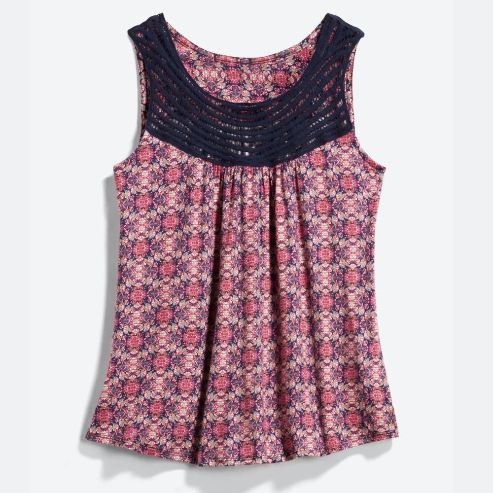 Loveappella Mackinley Crochet Yoke Knit Top